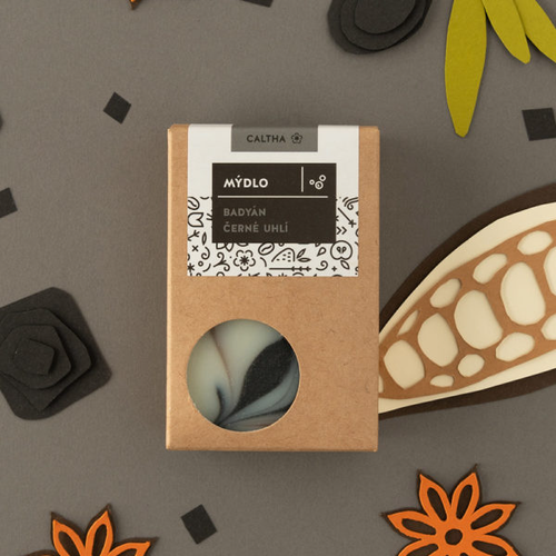 CALTHA - Tuhé mýdlo - Badyán a Černé uhlí, 100 g