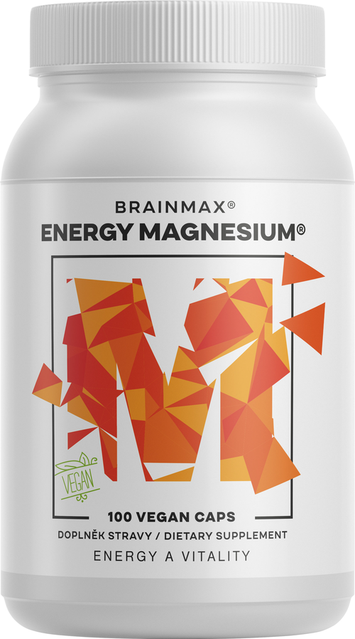 BrainMax Energy Magnesium, 1000 mg, Hořčík Malát 200 mg, 100 kapslí