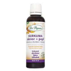 KURKUMA + zázvor + pepř, originální bylinné kapky, 50 ml