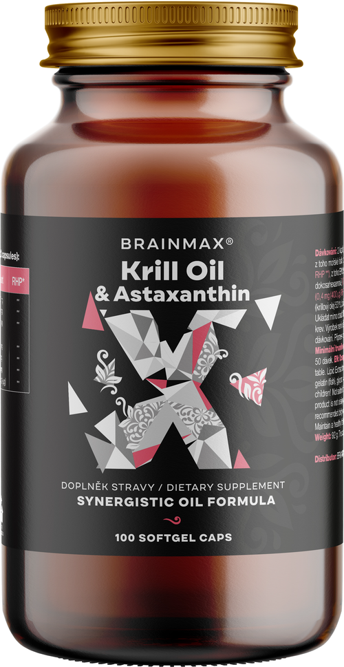 BrainMax Krill Oil s astaxanthinem, 500 mg, 100 softgel kapslí